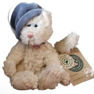 Boyds Bears Claudine de la Plumtete Plush Kitty Cat in Blue Hat with Tags 6.5"